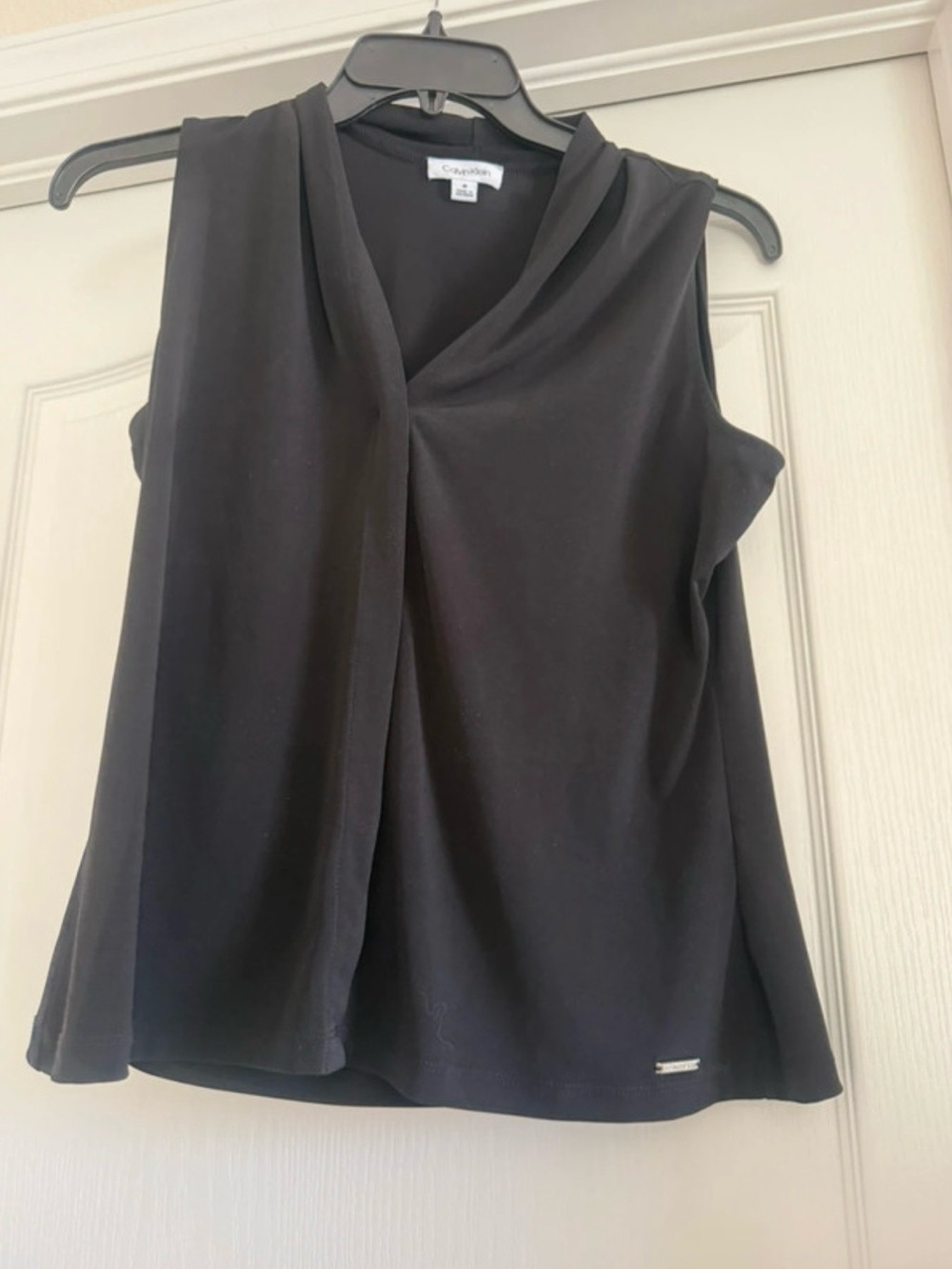 Calvin Klein Black Sleeveless Draped V-Neck Camisole